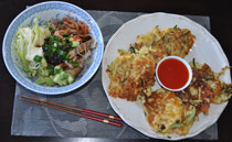 soba and kim chee at bed and breakfast new
                    plymouth